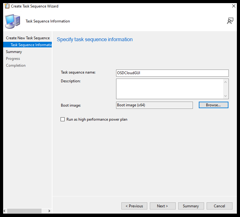 Creating Custom Task Sequence - Name