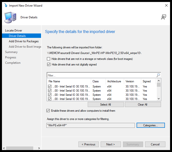 Import Drivers Step 5.b