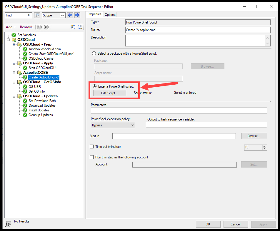 Add the PowerShell Script