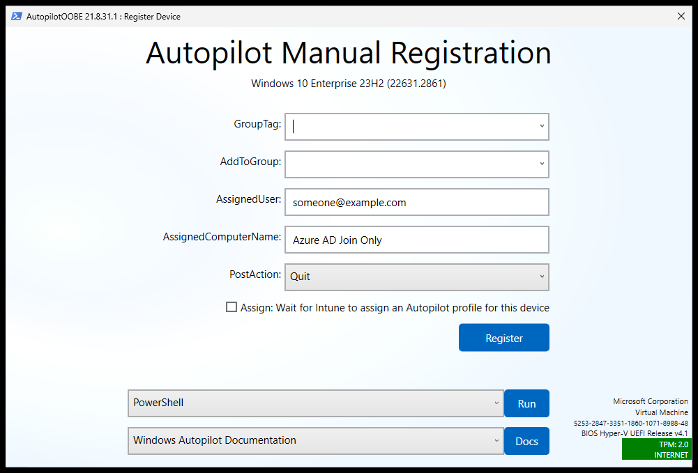 AutopilotOOBE Default Layout