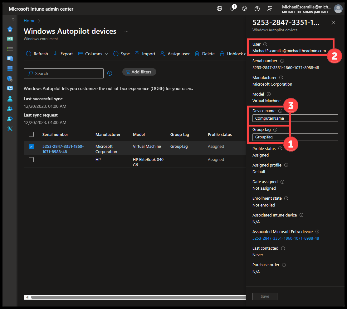 Available Options corresponding in Intune Portal