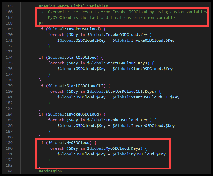 OSDCloud.ps1 Merge Global Variables