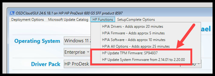 HP Functions - TPM and BIOS