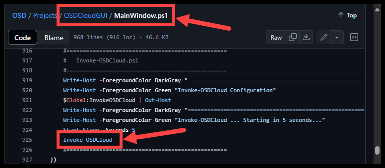 OSDCloudGUI calling Invoke-OSDCloud