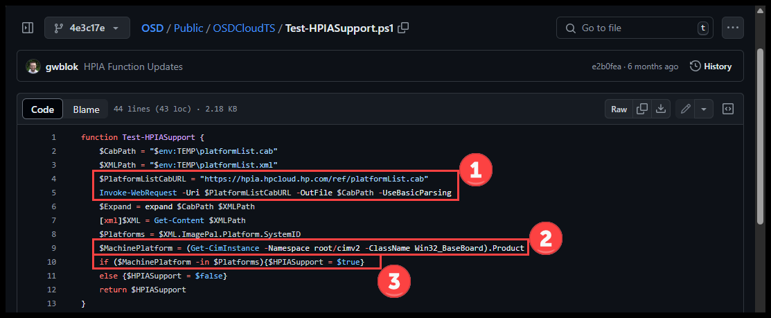Test-HPIASupport Function