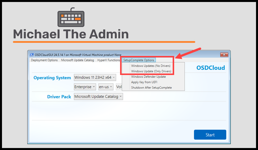 OSDCloudGUI SetupComplete Options