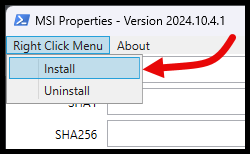 GetMSIInformation Context Menu Install