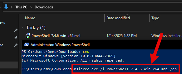MSI Silent Install example