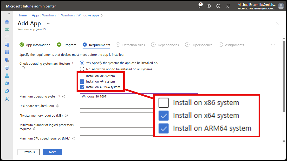OS Architectures options with ARM64 available