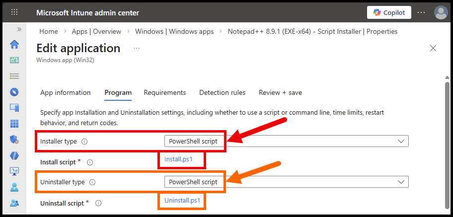 PowerShell Script Installer option in Intune