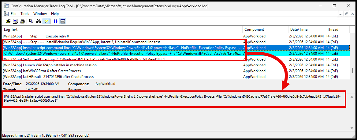 AppWorkload.log starting install