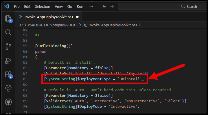 Modifying Invoke-AppDeployToolkit.ps1 for Uninstall